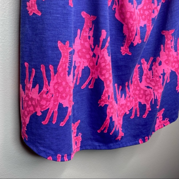 Lilly Pulitzer Iris Blue Windsor Dress Neck in Neck Giraffe XS - Picture 5 of 10